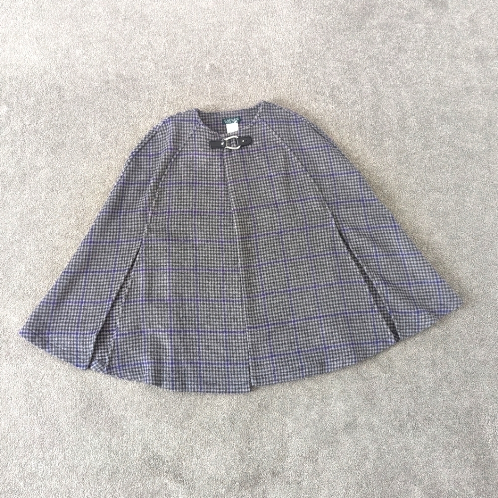 Lauren Ralph Lauren Women's Wool Cape Size Small Medium Purple Silver Gray NEW